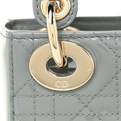 Christian Dior Patent Cannage Mini Lady Dior Grey Stone 11 of 12