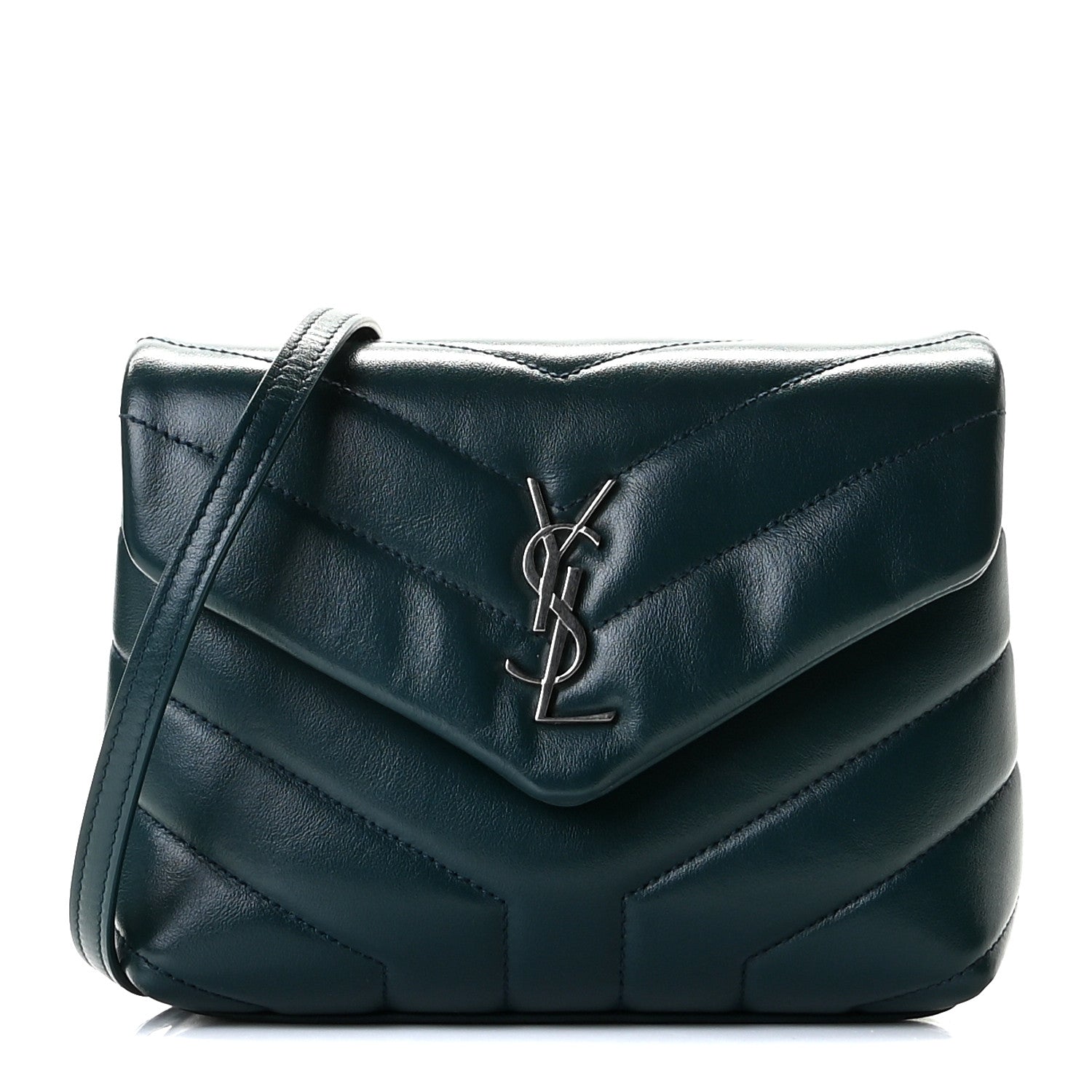 Saint Laurent Calfskin Y Quilted Monogram Toy Loulou Satchel Dark Green 1 of 12