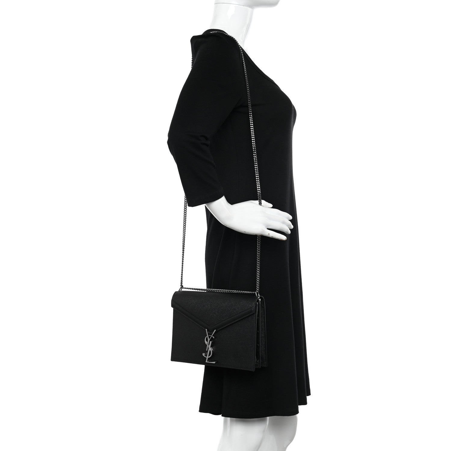 Saint Laurent Grain De Poudre Monogram Cassandra Clasp Bag Black Rouge Legion 2 of 10