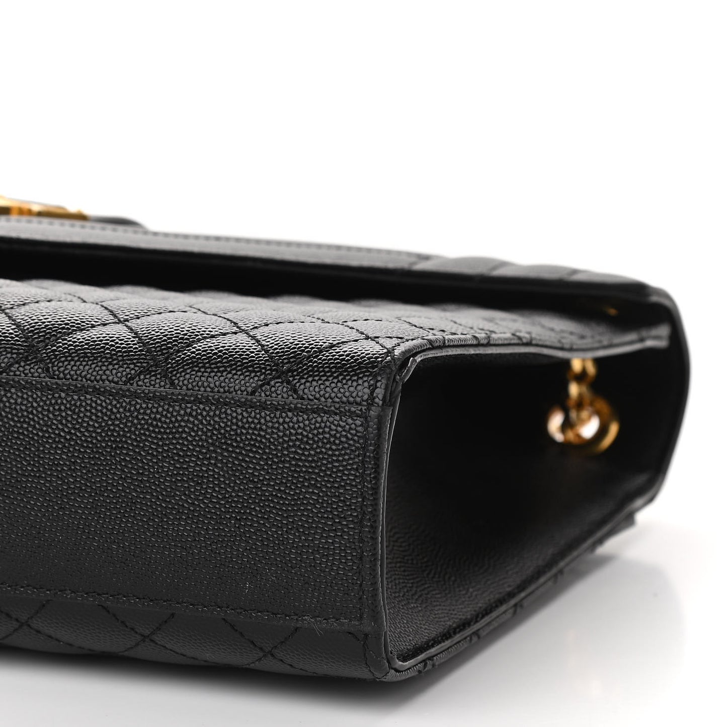 Grain De Poudre Textured Mixed Matelasse Large Triquilt Monogram Satchel Black
