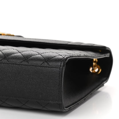 Saint Laurent Grain De Poudre Textured Mixed Matelasse Large Triquilt Monogram Satchel Black 10 of 12