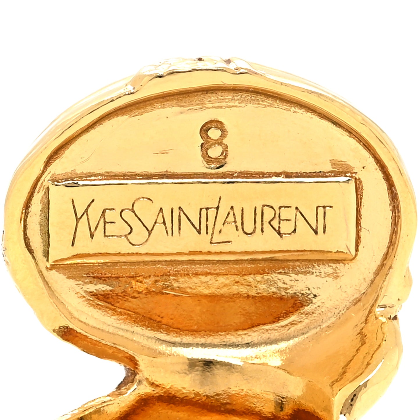 Glass Cabochon Arty Ovale Ring 57 8 Gold Beige Clair