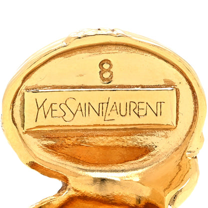 Saint Laurent Glass Cabochon Arty Ovale Ring 57 8 Gold Beige Clair 4 of 5