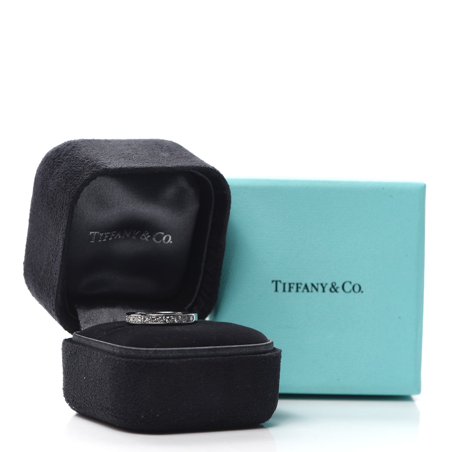 Tiffany Platinum Diamond 3mm Half Circle Wedding Band Ring 48 4.5 5 of 5