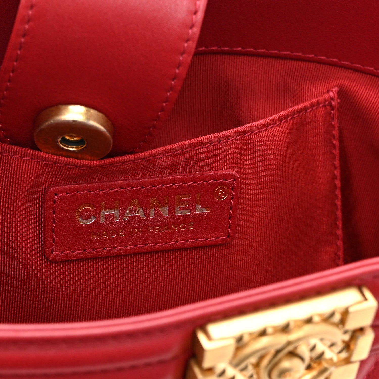 Chanel Calfskin Quilted Boy Bucket Bag Red 6 of 10