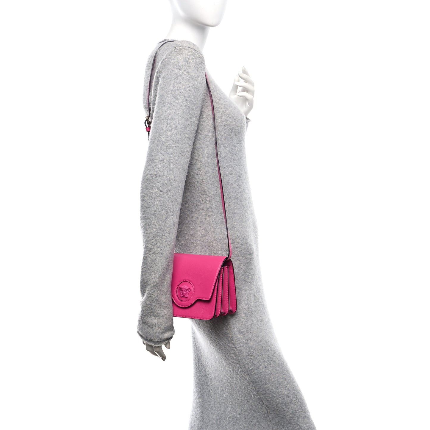 Grained Calfskin La Medusa Shoulder Bag Pink Lilac