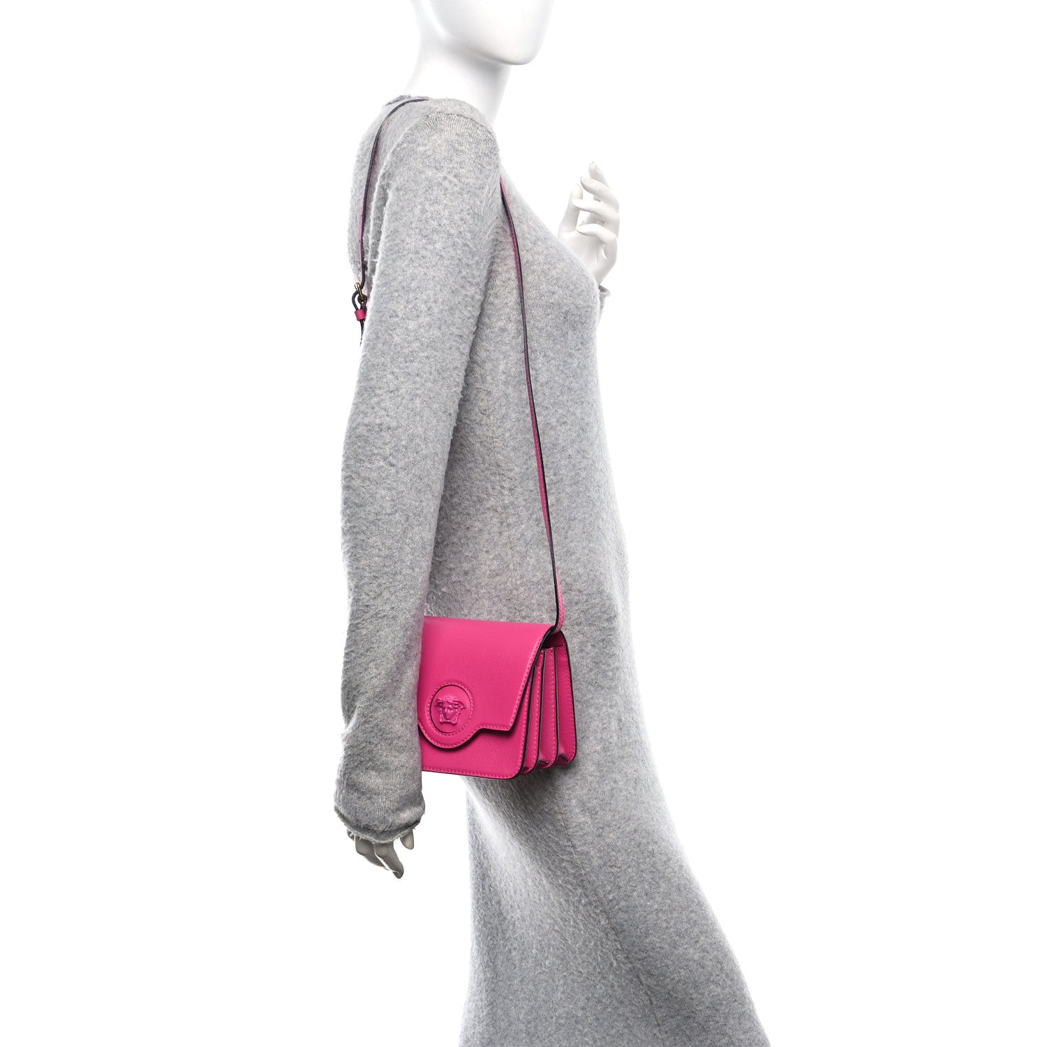 Versace Grained Calfskin La Medusa Shoulder Bag Pink Lilac 2 of 10