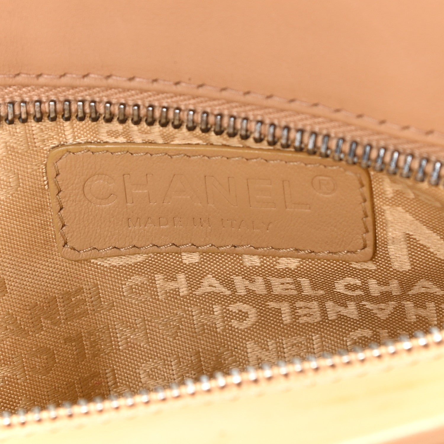 Chanel Lambskin Vertical Quilted Logo Shoulder Bag Beige 7 of 10