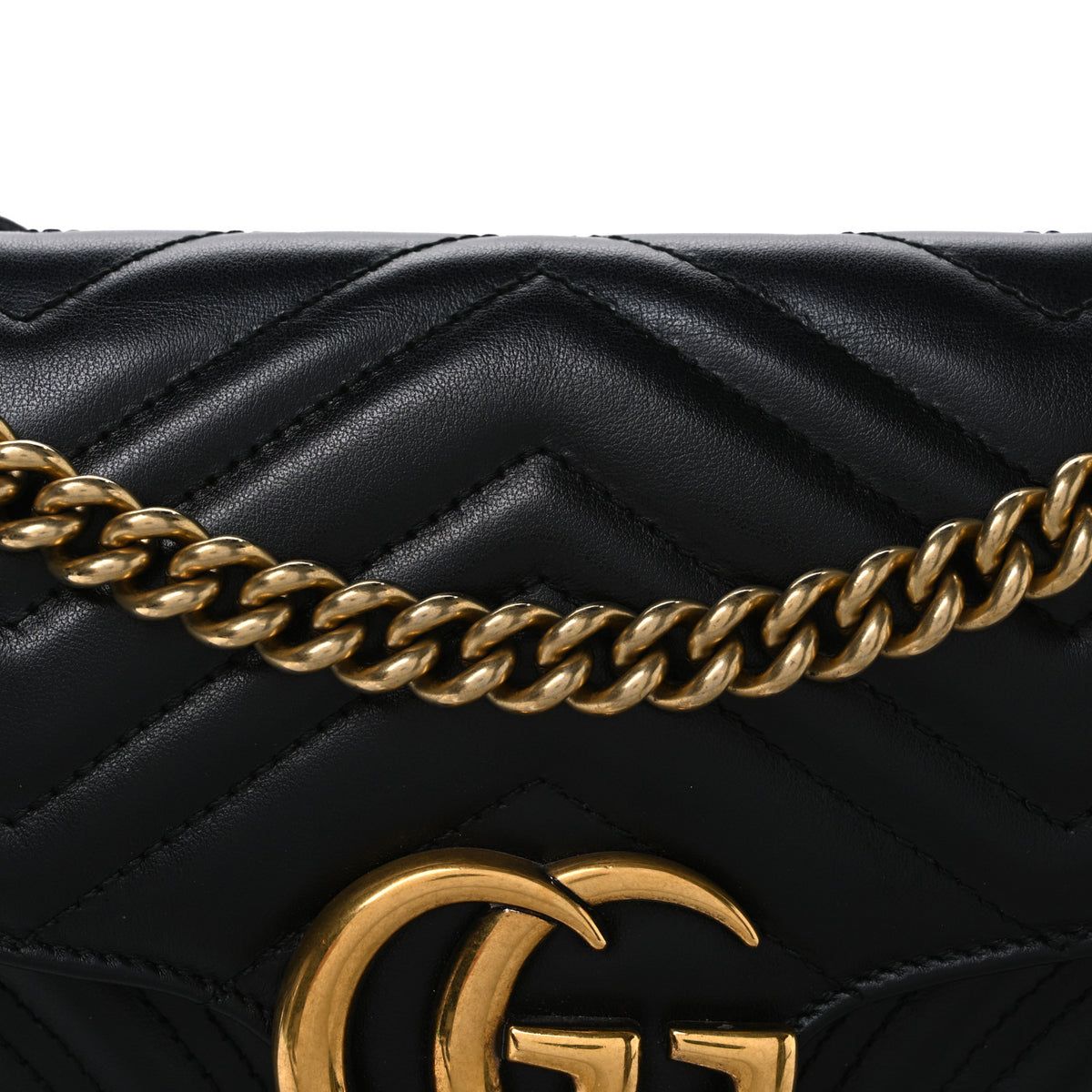 Gucci Calfskin Matelasse Small GG Marmont Shoulder Bag Black 8 of 10