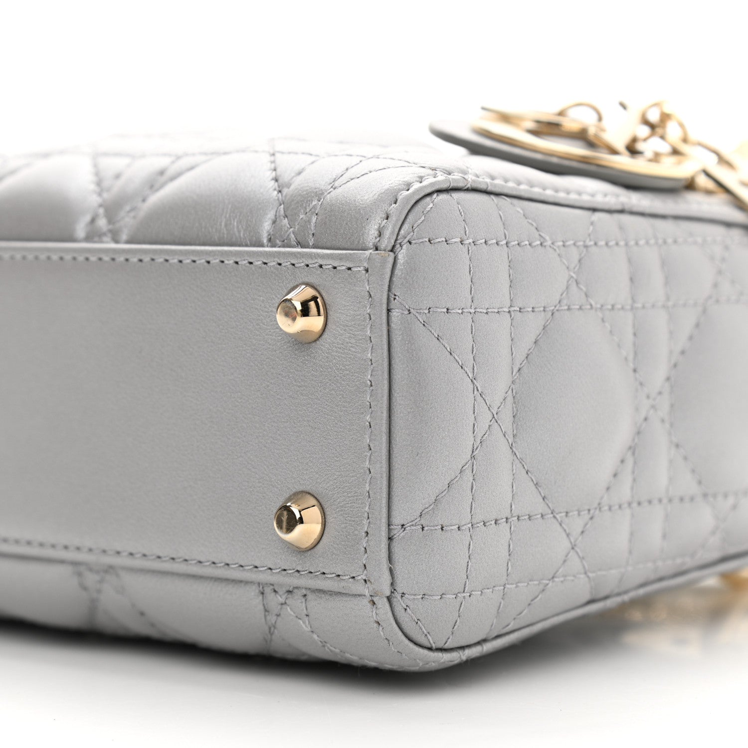 Christian Dior Lambskin Cannage Mini Lady Dior Grey 9 of 12