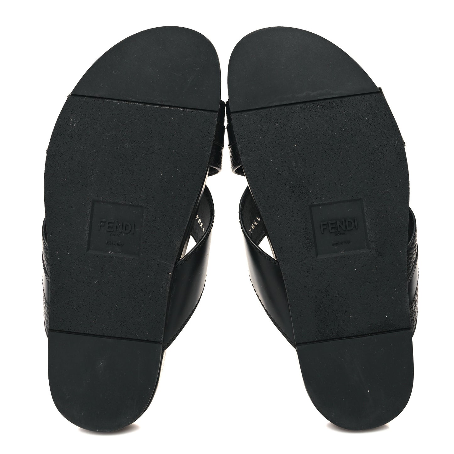 Calfskin FF Mens Slide Sandals 9 Black