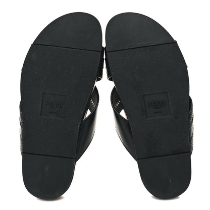 Fendi Calfskin FF Mens Slide Sandals 9 Black 5 of 8