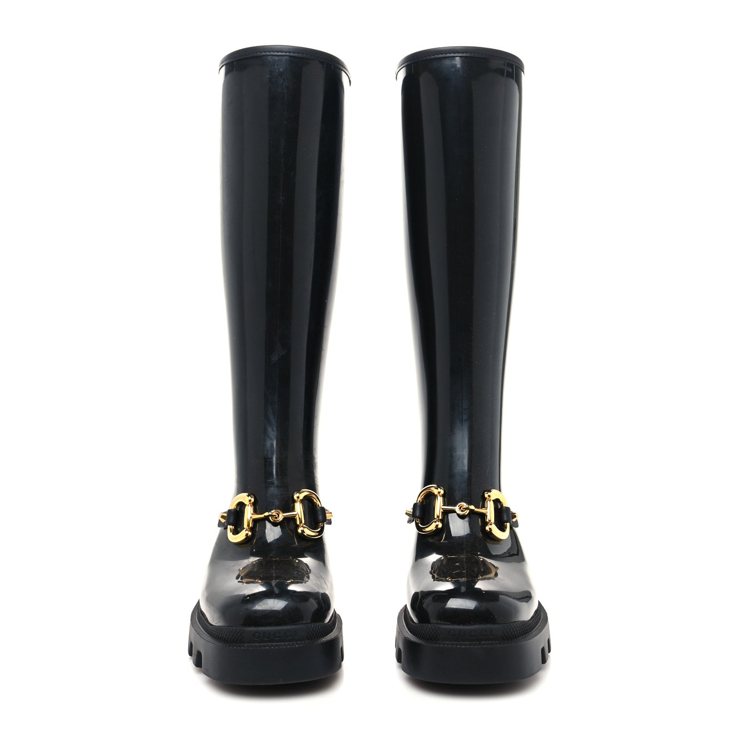 Gucci Rubber Horsebit Knee High Boots 36 Black 2 of 7