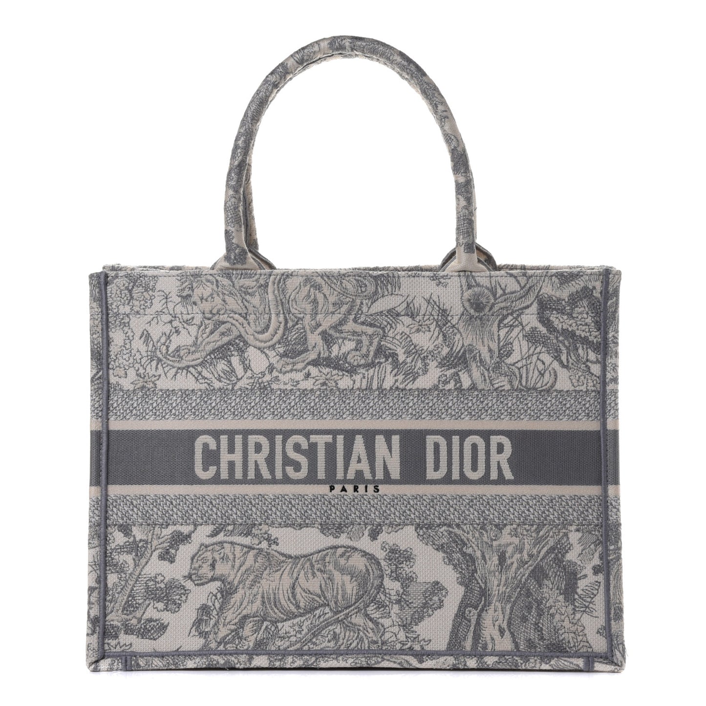 Canvas Embroidered Medium Dioriviera Toile De Jouy Book Tote Gray