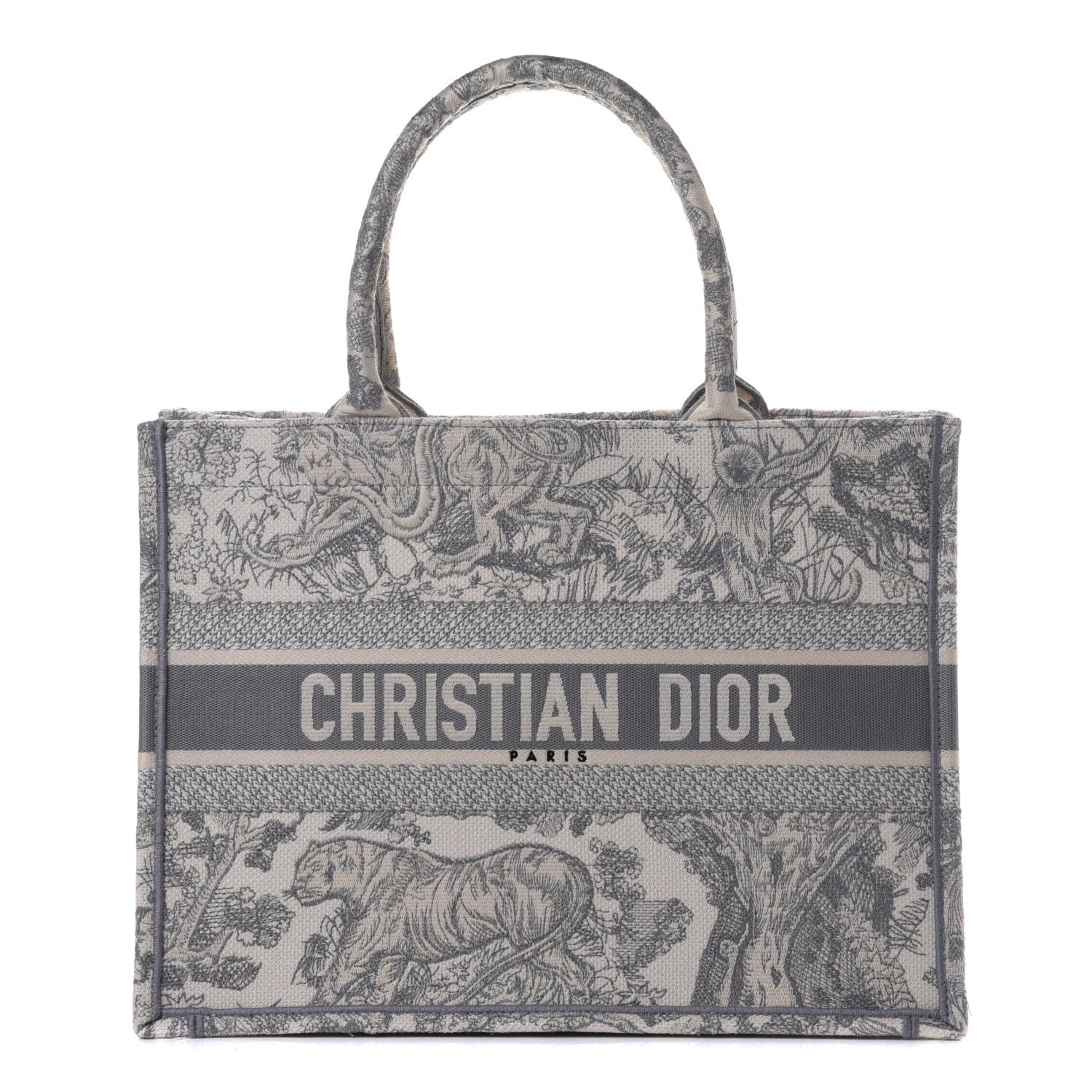 Christian Dior Canvas Embroidered Medium Dioriviera Toile De Jouy Book Tote Gray 1 of 4