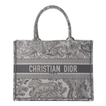 Christian Dior Canvas Embroidered Medium Dioriviera Toile De Jouy Book Tote Gray 1 of 4