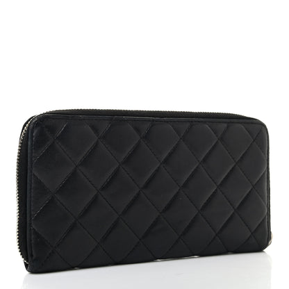 Chanel Lambskin Quilted Large Gusset Zip Around Wallet Black 3 of 11