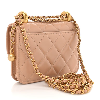 Chanel Calfskin Quilted Perfect Fit Coin Purse With Chain Beige 3 of 11