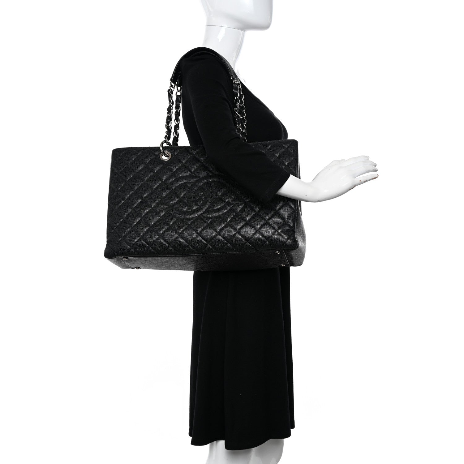 Chanel Caviar Quilted XL Grand Shopping Tote GST Black 2 of 10