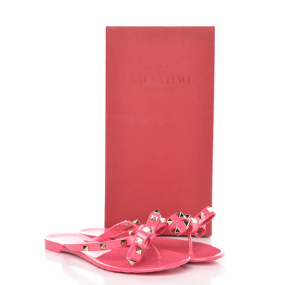Valentino Garavani PVC Jelly Rockstud Bow Thong Sandals 35 Sweet Pink 8 of 8