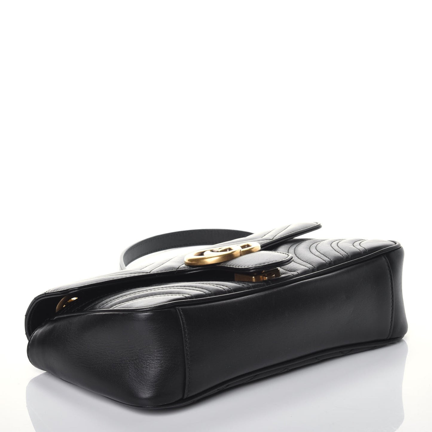 Calfskin Matelasse Small GG Marmont Shoulder Bag Black