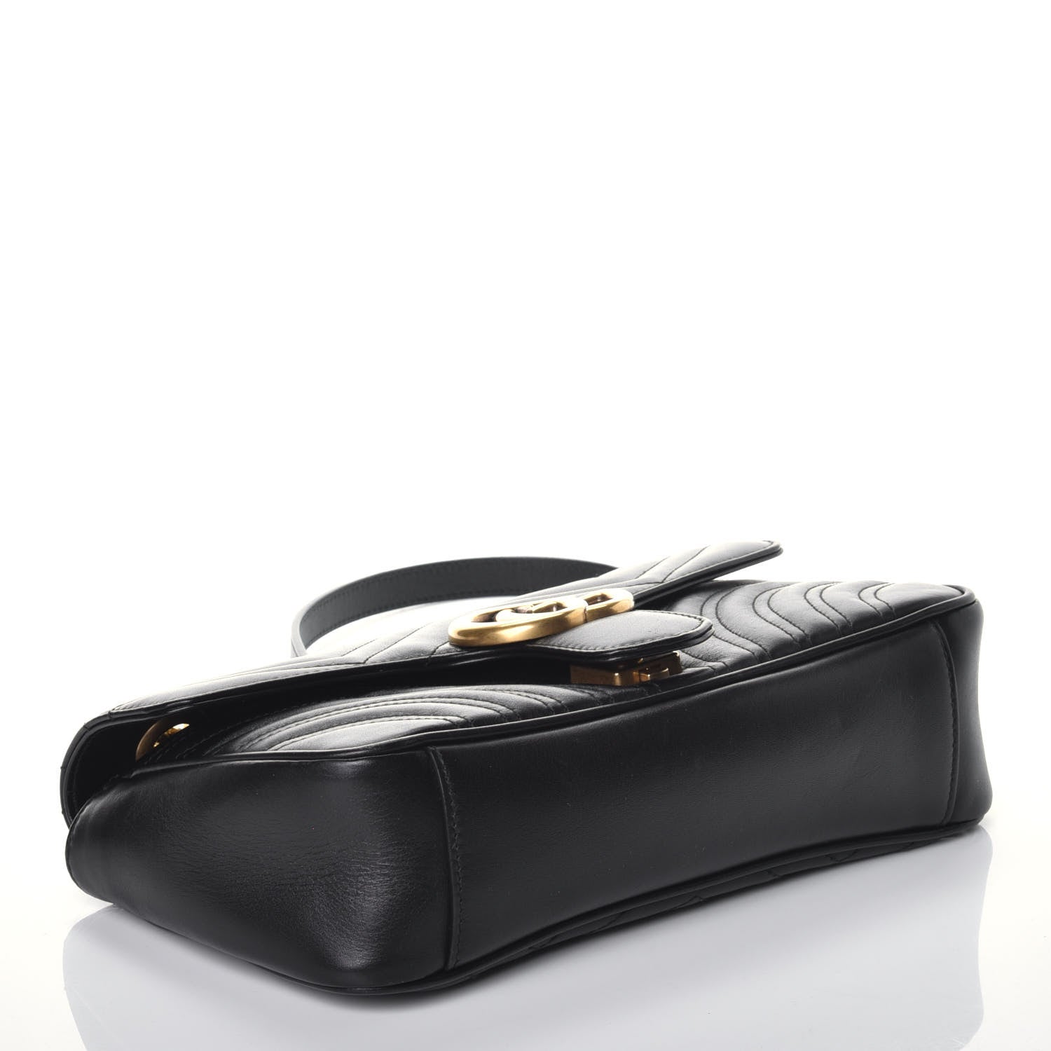 Gucci Calfskin Matelasse Small GG Marmont Shoulder Bag Black 4 of 9