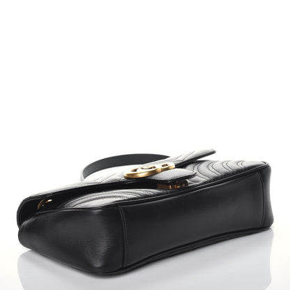 Gucci Calfskin Matelasse Small GG Marmont Shoulder Bag Black 4 of 9
