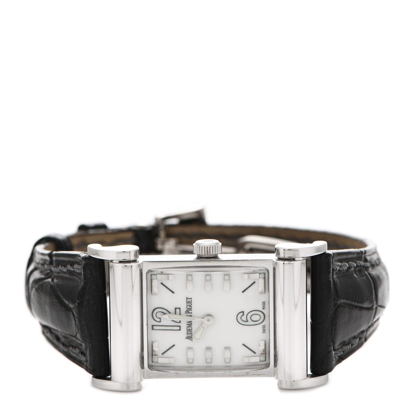 18K White Gold Alligator 24mm Canape Quartz Watch 67360BC