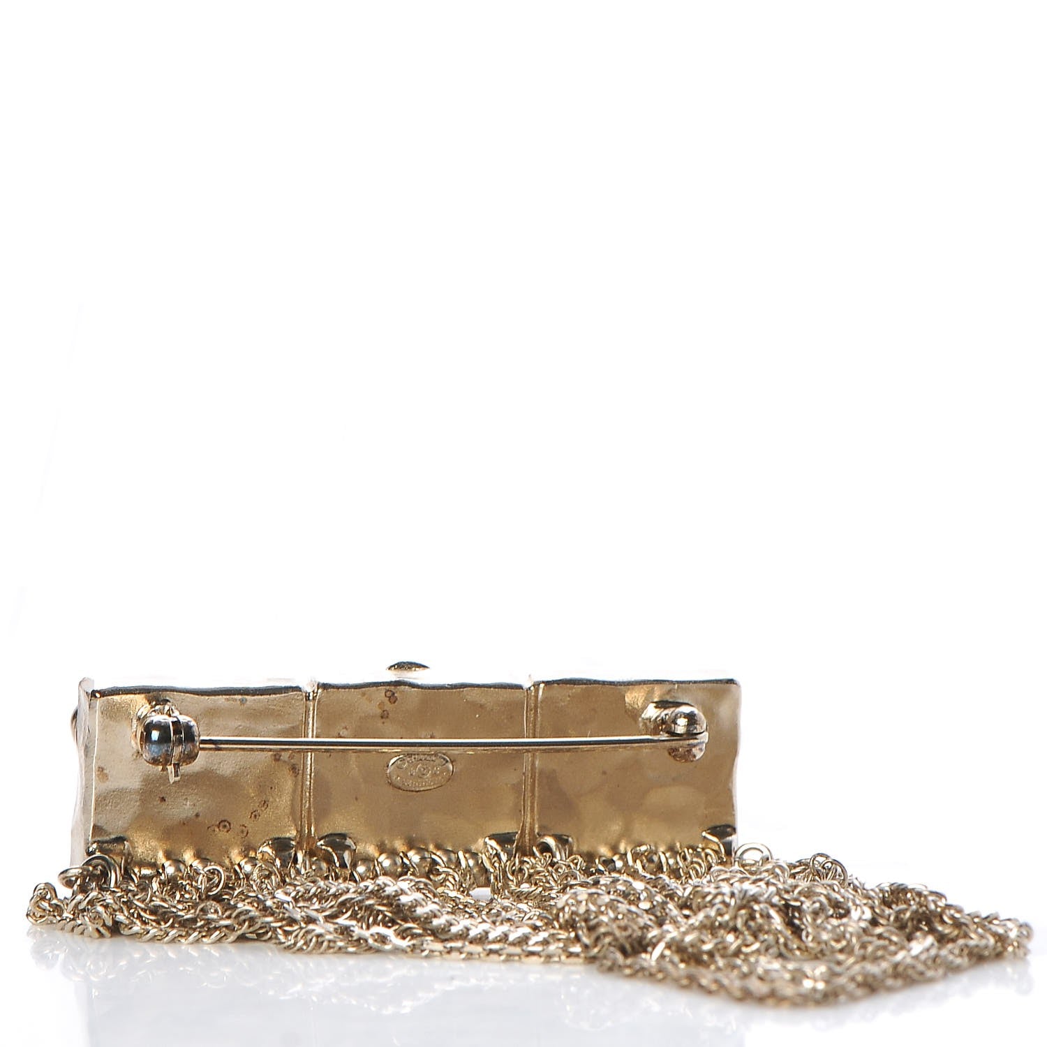 Chanel Enamel Crystal Multi Strand Chain Brooch Gold 3 of 5