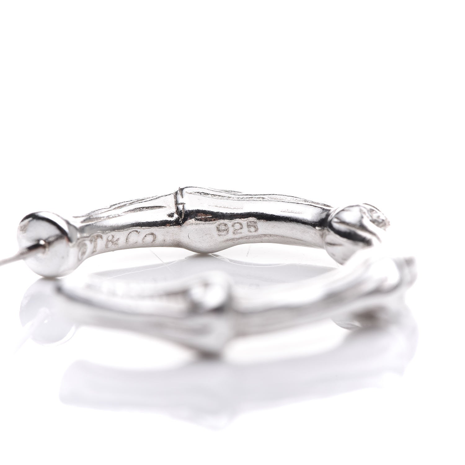Tiffany Sterling Silver Bamboo Hoop Earrings 5 of 7
