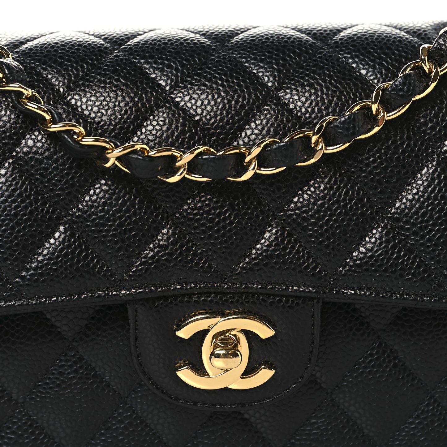 Caviar Quilted Small Double Flap Black