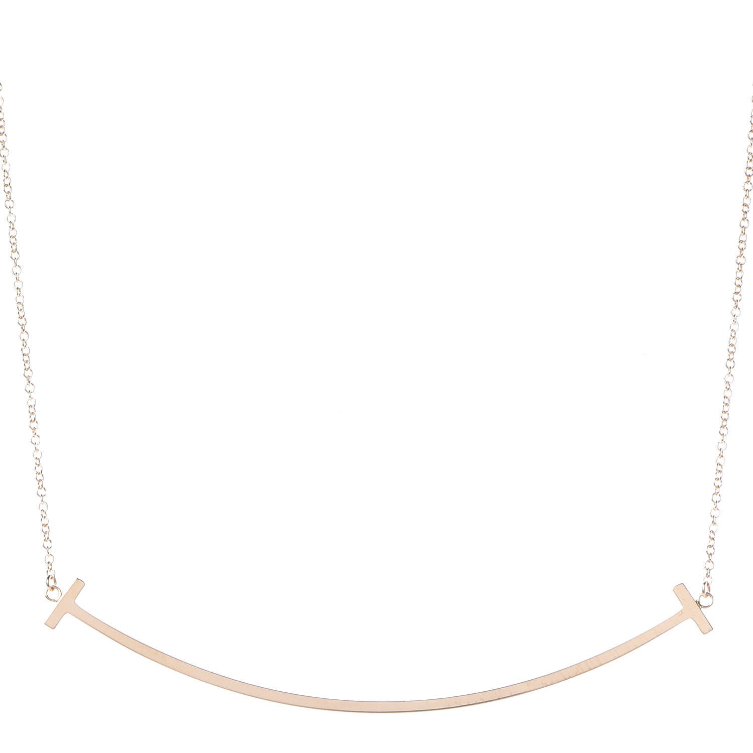 Tiffany 18K Yellow Gold Large T Smile Pendant Necklace 360525