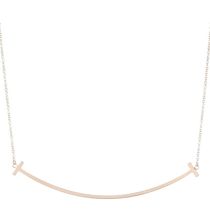 Tiffany 18K Yellow Gold Large T Smile Pendant Necklace 4 of 6