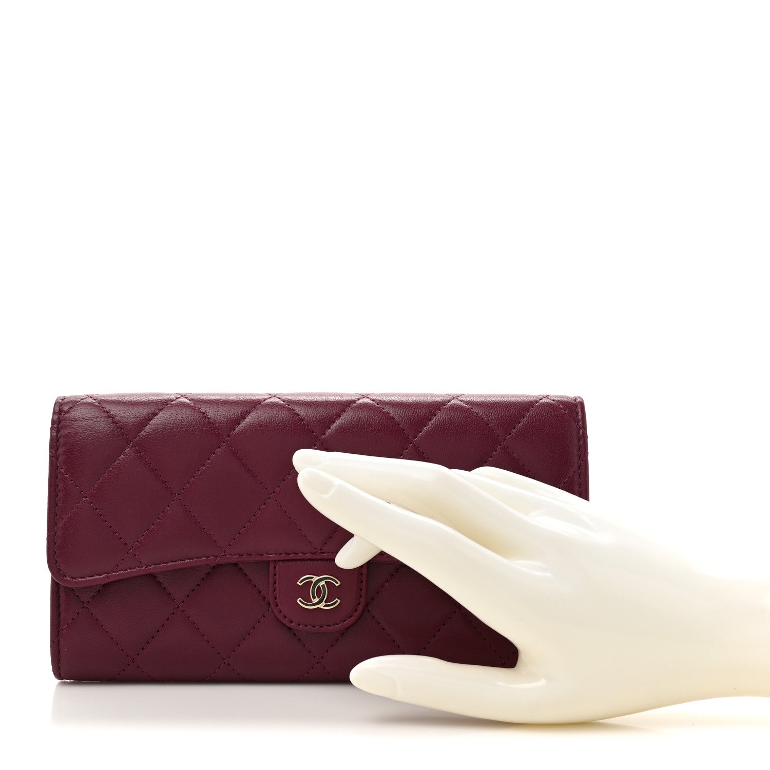 Chanel Lambskin Quilted Large Gusset Flap Wallet Purple 2 of 10