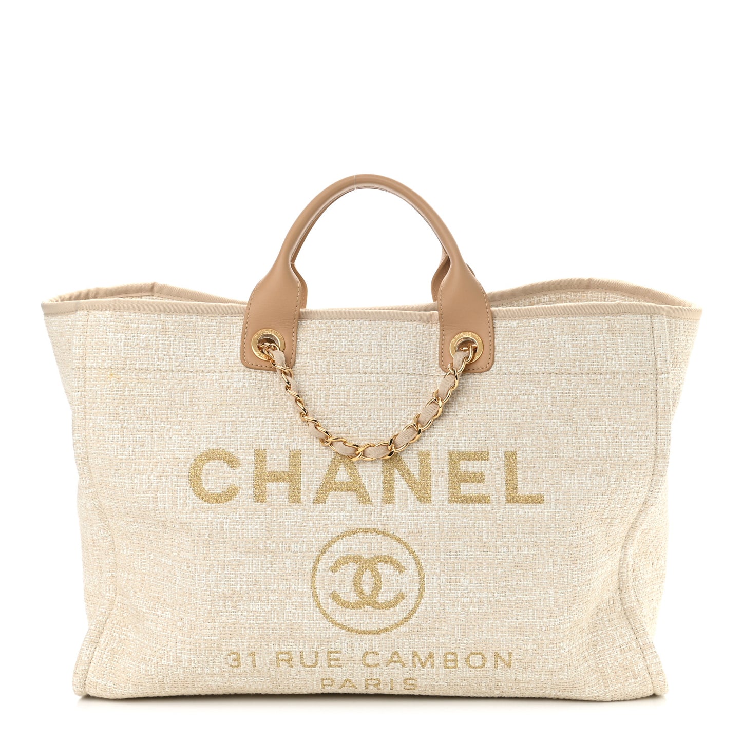 Canvas Large Deauville Tote Light Beige