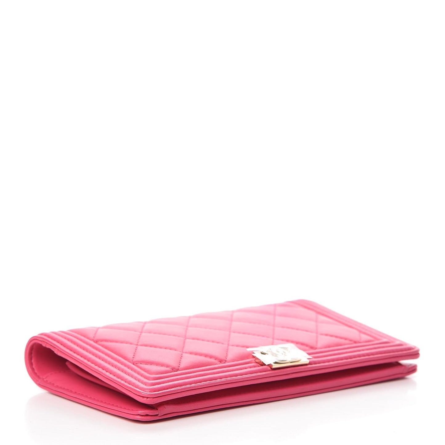 Lambskin Quilted Boy Yen Wallet Pink