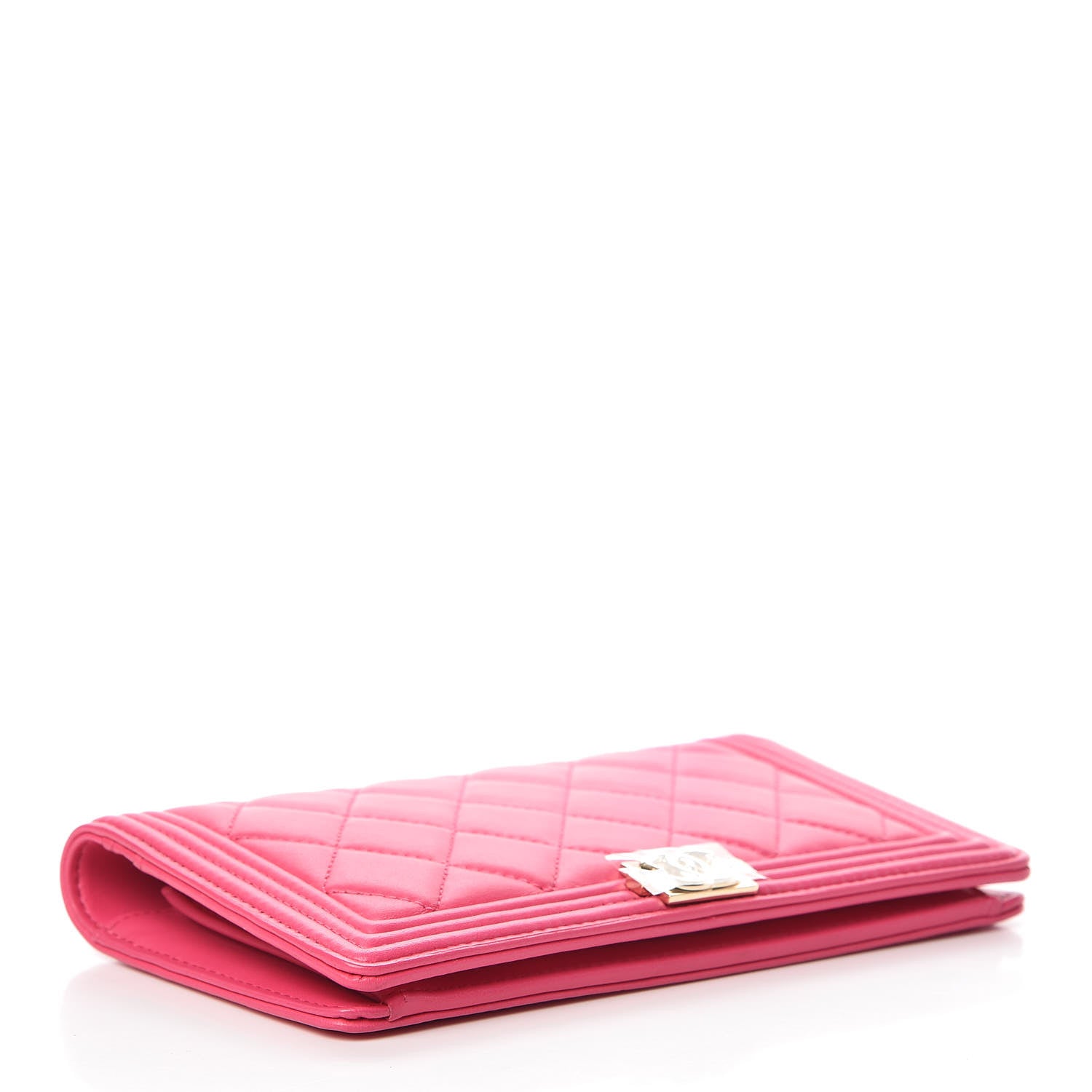 Chanel Lambskin Quilted Boy Yen Wallet Pink 4 of 9
