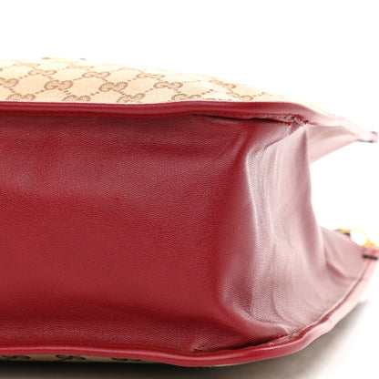 Gucci Monogram New Sakai Calfskin Lux Large Horsebit 1955 Tote Bag Beige Ebony New Cherry Red 10 of 11