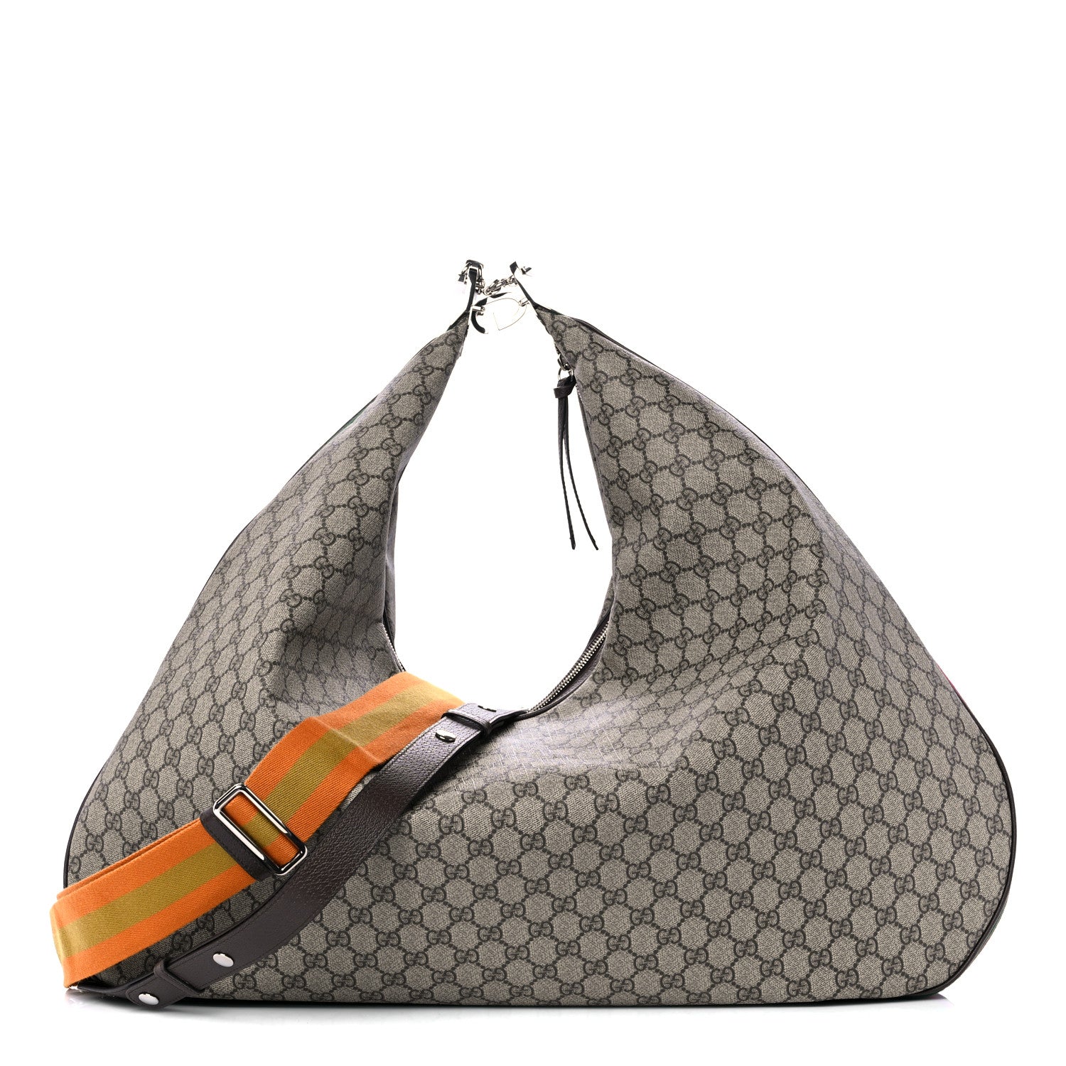 Gucci GG Supreme Monogram Textured Calfskin Web Large Attache Messenger Bag Beige Ebony New Acero 1 of 10