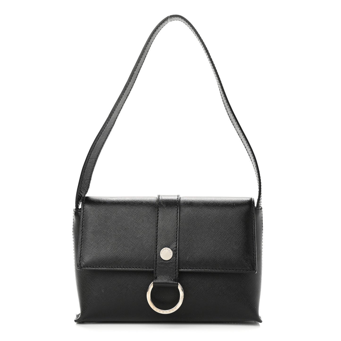 Textured Calfskin Shoulder Bag Black