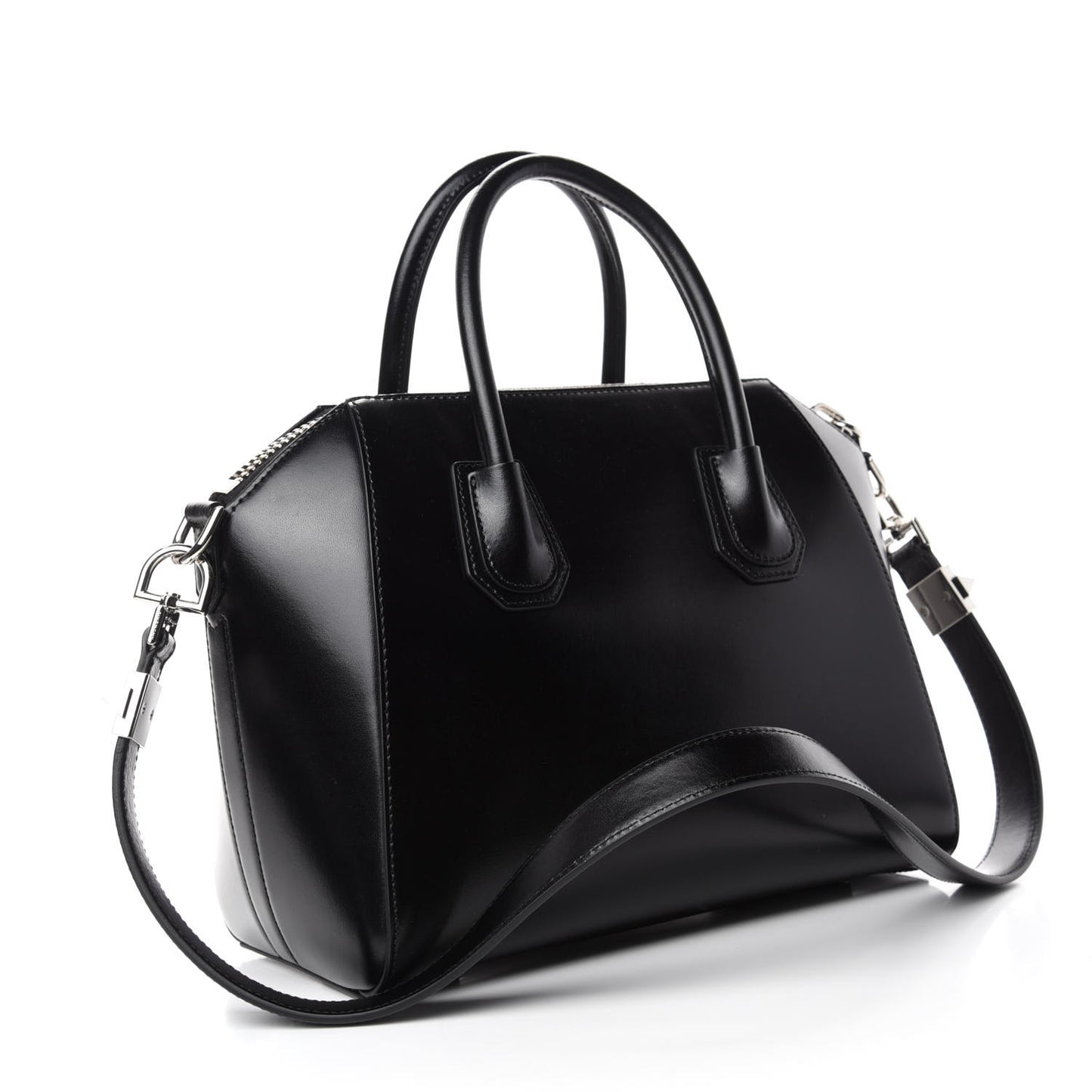 Shiny Lord Calfskin Small Antigona Black