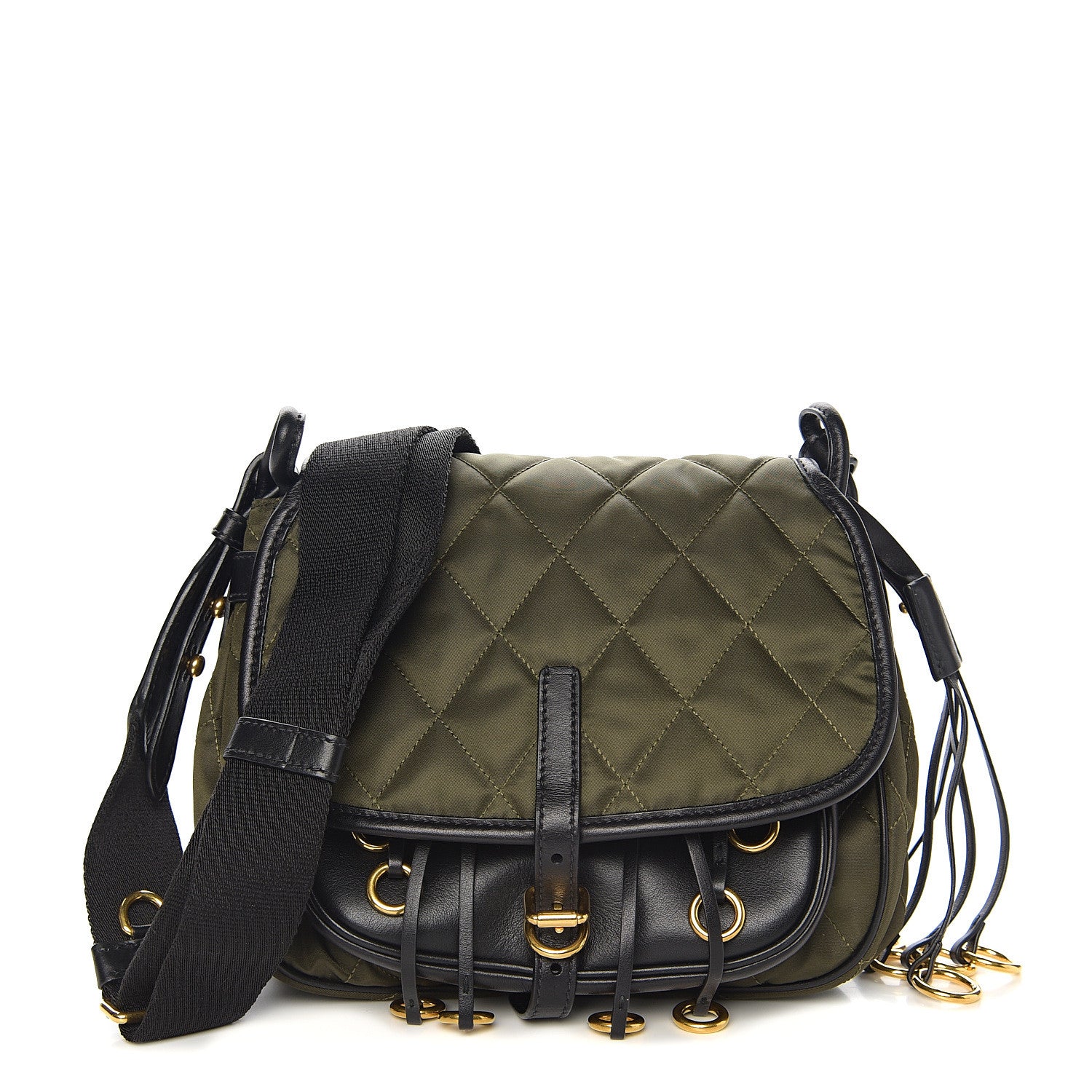 Prada Nylon Calf Quilted Corsaire Bag Militare Black 1 of 8