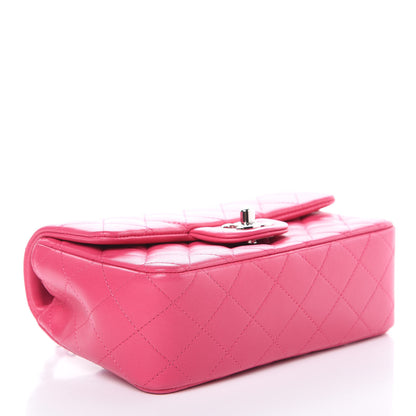 Chanel Lambskin Quilted Mini Rectangular Flap Dark Pink 4 of 14
