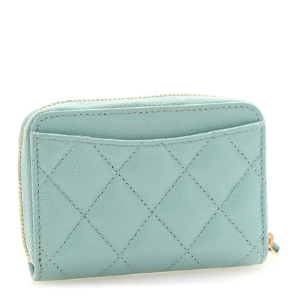 Chanel Caviar Quilted Zip Coin Purse Light Blue 3 of 10