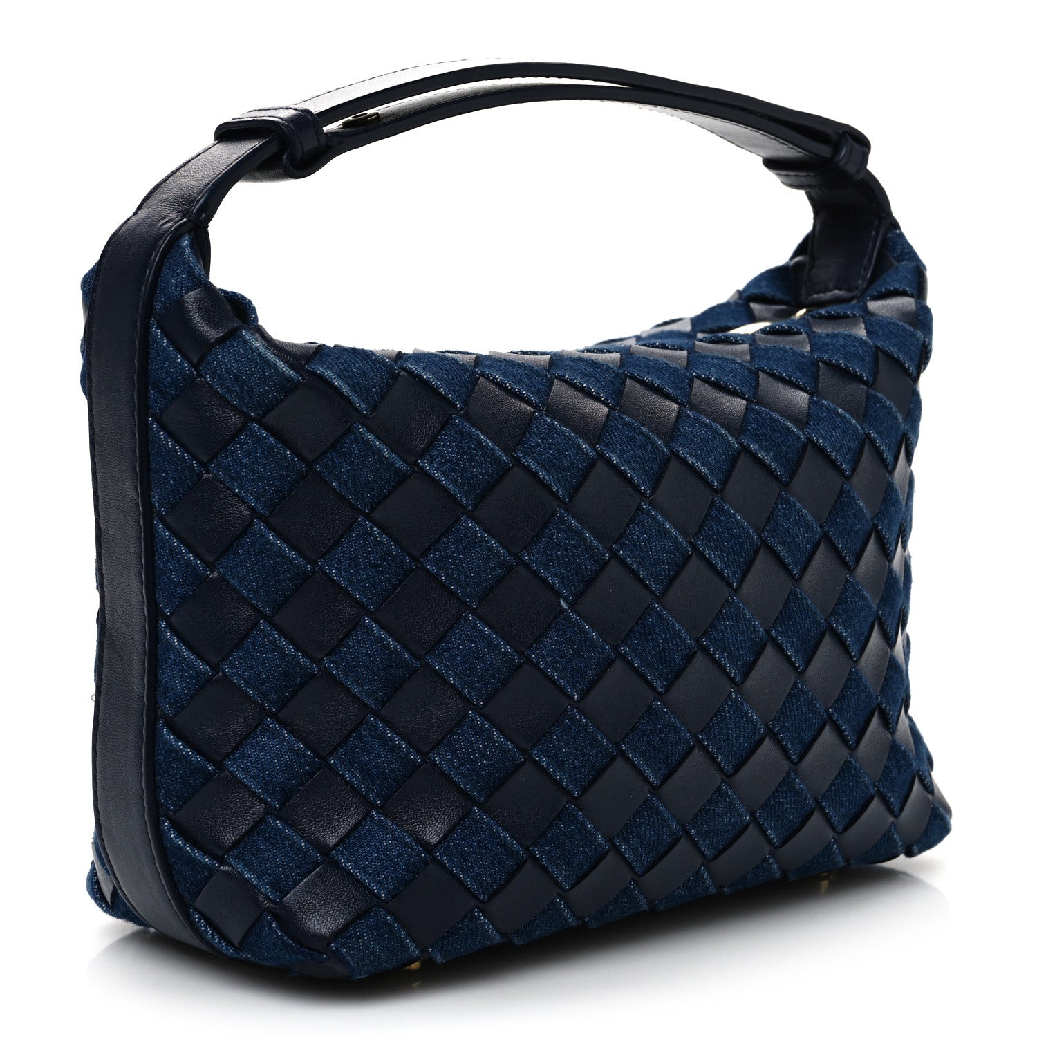 Bottega Veneta Nappa Denim Intrecciato Mini Wallace Abyss Indigo 3 of 11