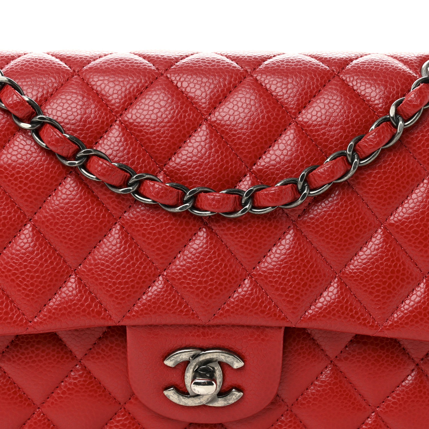 Chanel Caviar Quilted Medium Double Flap Red 8 of 10