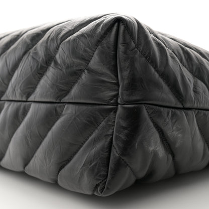 Balenciaga Crushed Calfskin Quilted Matte Black Hardware Large Crush Carry All Tote Bag Black 10 of 11