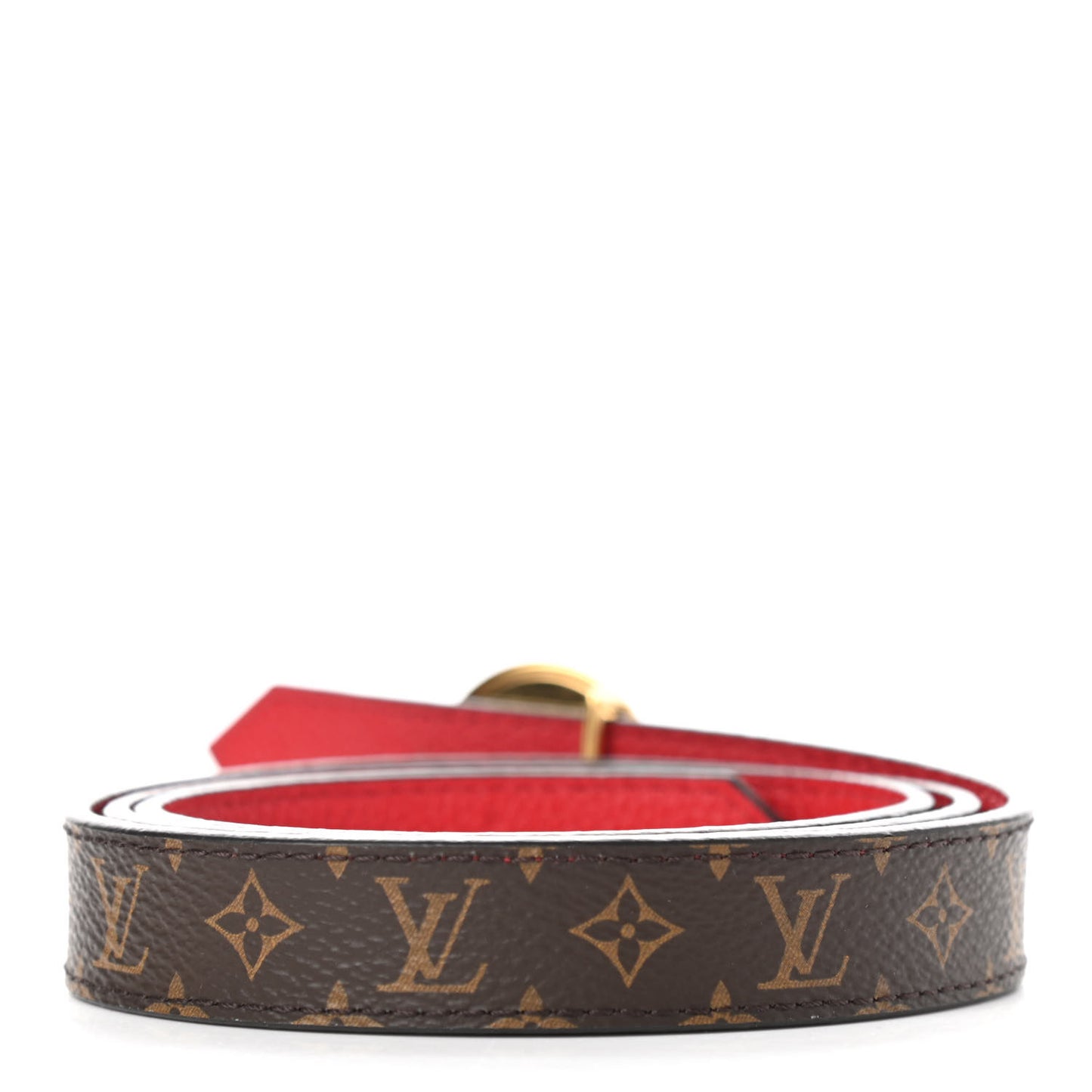 Calfskin Monogram 25mm LV Circle Reversible Belt 80 32 Red