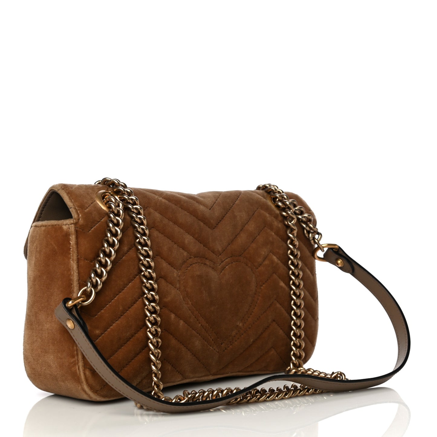 Velvet Matelasse Small GG Marmont Shoulder Bag Taupe
