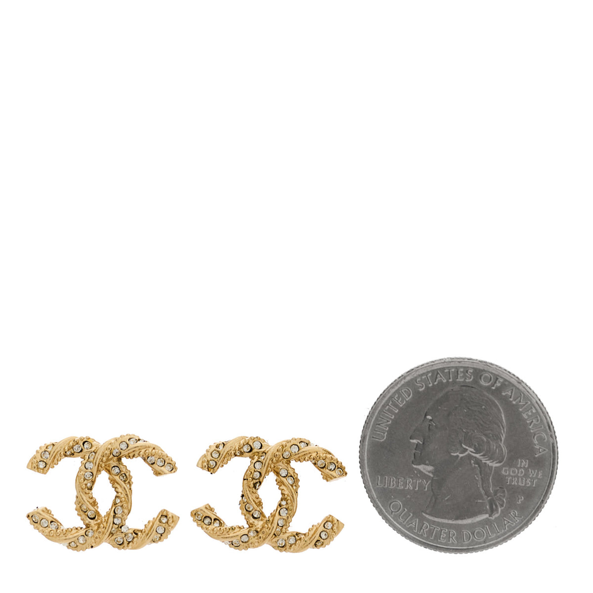 Chanel Crystal Twisted CC Earrings Gold 2 of 5